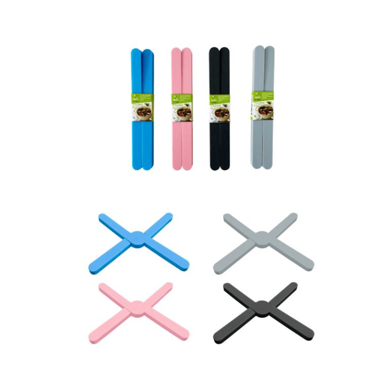 Spice Kitchen 19x3cm Folding Silicone Trivet Foldable Heat Resistant Anti-slip Hot Pots Dishes