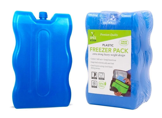 Spice Kitchen 2 Pack Freezing Block Portable Ice Brick Food Lunch Box Cooler Camping Travel