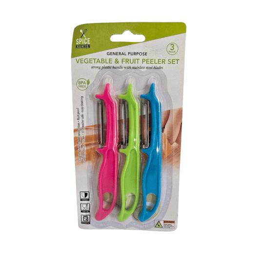Spice Kitchen 3x Peeler Vegetable Fruit Potato Carrot Strips Stainless Steel Blade Kitchen