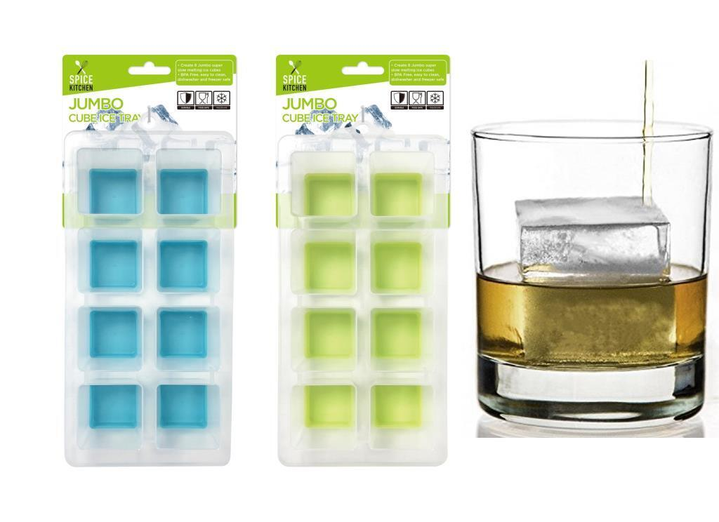 Spice Kitchen 8 Jumbo Large Silicone Ice Cube Tray Mold Square DIY Size ON Mould Big Giant