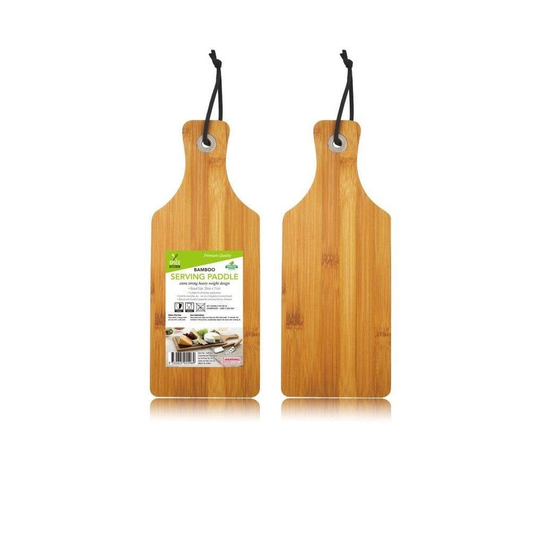 Spice Kitchen Bamboo Serving Paddle Board Hanging Cutting Chopping Cheese Platter Food Tray