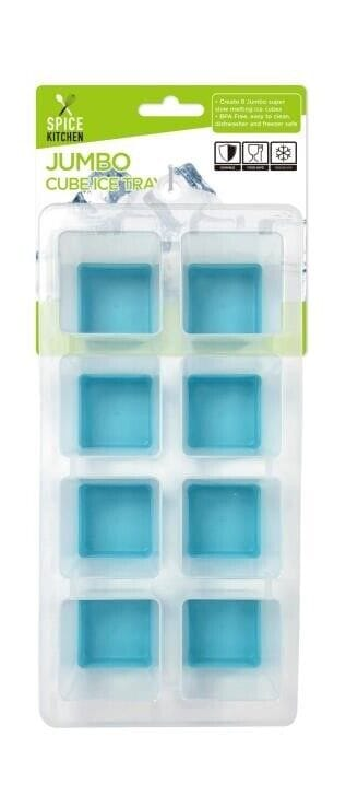Spice Kitchen Blue 8 Jumbo Large Silicone Ice Cube Tray Mold Square DIY Size ON Mould Big Giant