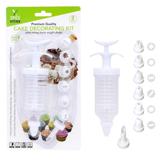 Spice Kitchen Cake decorating Cake Decorator Icing Piping Syringe Tool Kit Set 8 Nozzles Decorating Party New