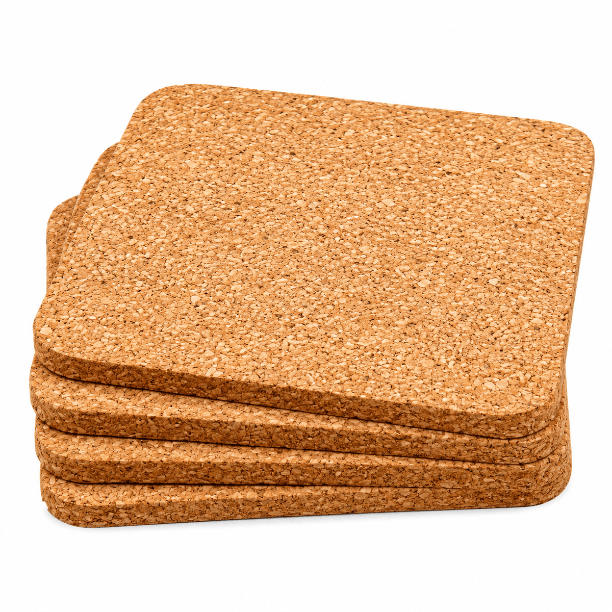 Spice kitchen Coasters 4x Square Cork Look Coasters Holder Cup Mats Pad Drinks Table Glasses Coffee