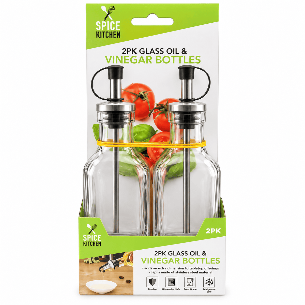 Spice Kitchen Dispenser Olive Oil Pourer Glass Bottle Vinegar Dressing Drizzler Dispenser With Cap