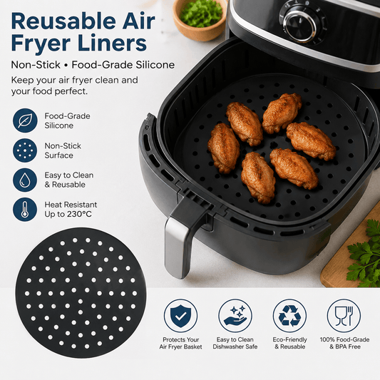 Spice Kitchen Hoptplate Liners Reusable Air Fryer Liners Non-Stick Food-Grade Silicone Air Fryer Basket Mat New
