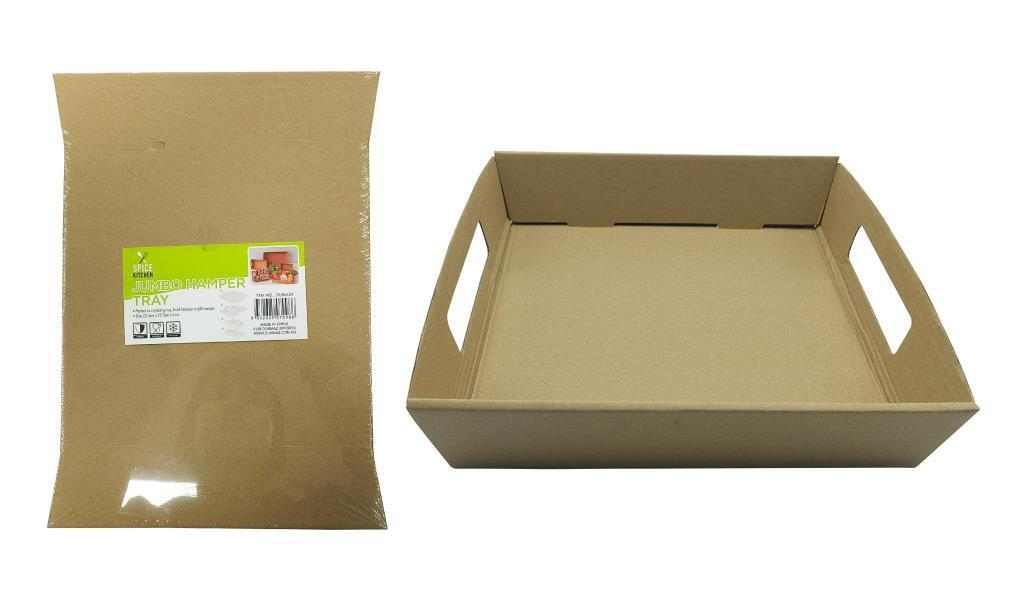 Spice Kitchen Kraft Hamper Tray with Handles 22.5x22.5x6cm Brown Gift Wrap Present Box