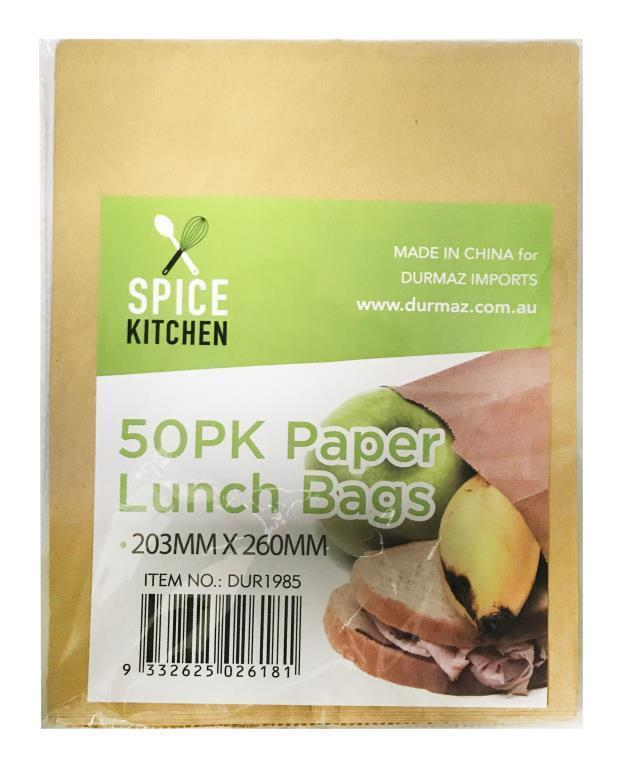Spice kitchen Lunch bags 50 Brown Bag Kraft Paper bags 203x260mm School Craft Lunch Sandwich takeaway