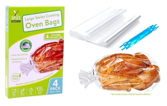 Spice kitchen Oven bags Large Oven Bag 4 pack For Roasted Meats Chicken Seafood Roast