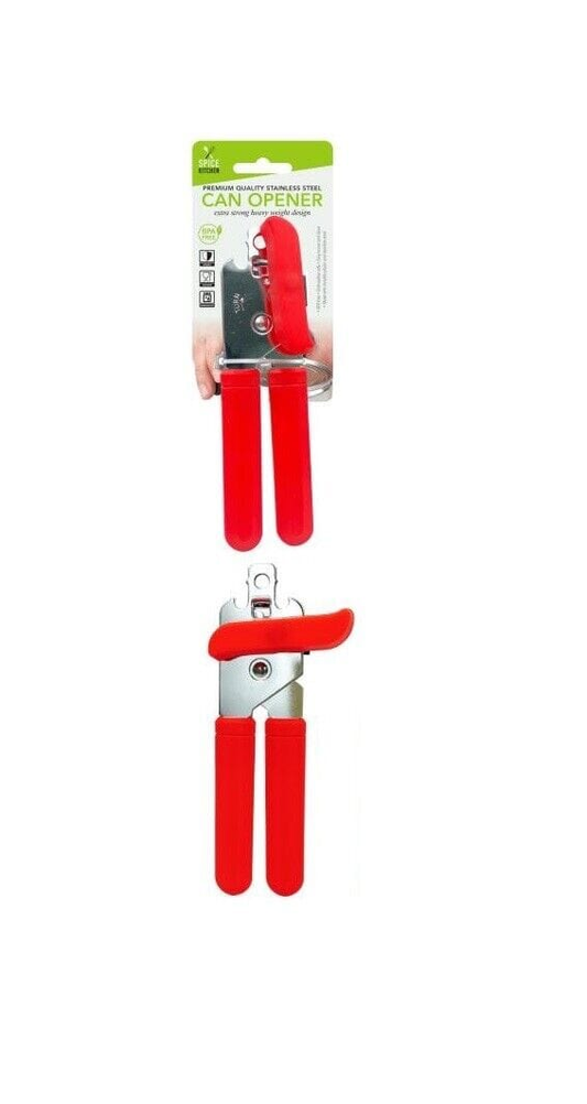 Spice Kitchen Premium 3in1 Can & Bottle Opener Classic Stainless Steel Manual Heavy Duty Red