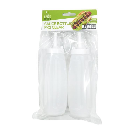 Spice Kitchen Sauce bottle 2 X300ML Sauce Bottles Squeeze Bottle Plastic Condiment Dispenser Ketchup Oil