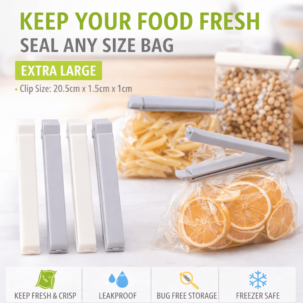 Spice Kitchen Sealing Clips 4 Pcs 20.5x1.5x1cm Reusable Bag Sealer Clips Food Storage Locks Kitchen Fresh