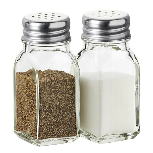 Spice Kitchen Shakers 2X Glass Salt and Pepper Shakers Screw Top Lid Cafe Dining Catering Restaurant