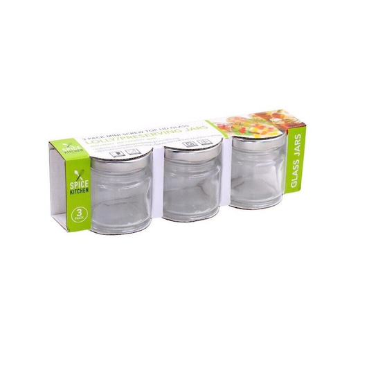 Spice Kitchen Silver 60ML Mini Food Glass Jars Air Tight Jam Honey Gift Spice Storage Container Small