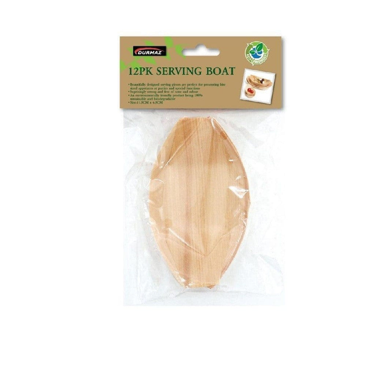Spice sustainable 12x Canape Boats Pine Eco Bamboo Plates 11.5cm Bowls Wooden Serving Boat BBQ