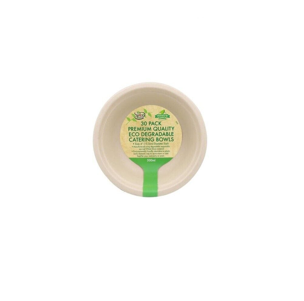 Spice Sustainable 30 Eco Disposable Catering 16.5cm Round Degradable Paper Party BBQ Dinner Bowl