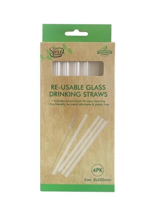 Spice Sustainable Drinking straw Premium Glass Reusable Foldable Extra Long Drinking Straws 4 Clear 1 Brush