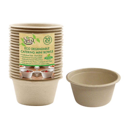 Spice Sustainable Mini Bowls 20pcs 55ml Eco Biodegradable Catering Mini Bowls Party Picnic Lunch Bag Kitchen