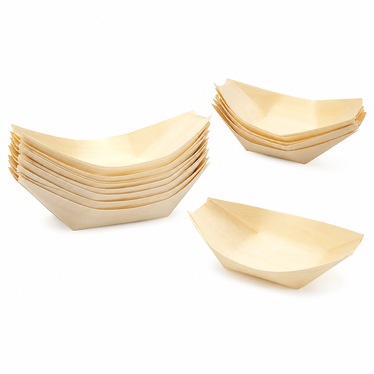 Spice sustainable Party Supplies 12x Canape Boats Pine Eco Bamboo Plates 11.5cm Bowls Wooden Serving Boat BBQ