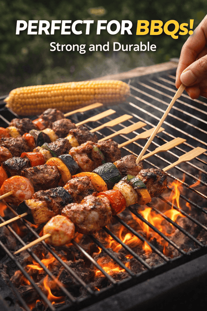 Spice Sustainable Skewers 100pcs ECO Paddle Skewers BBQ Kebab Meat Satay Stick Bamboo Wooden Catering