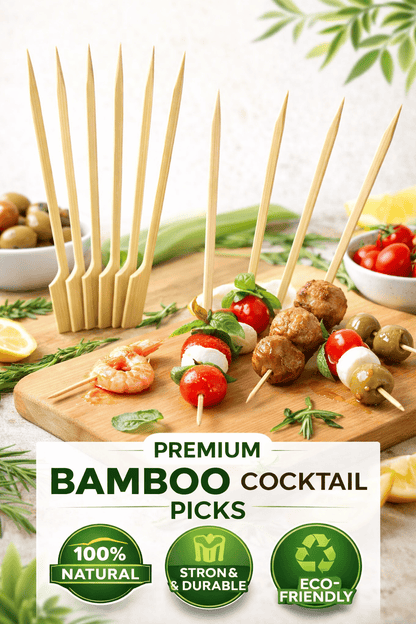 Spice Sustainable Skewers 100pcs ECO Paddle Skewers BBQ Kebab Meat Satay Stick Bamboo Wooden Catering