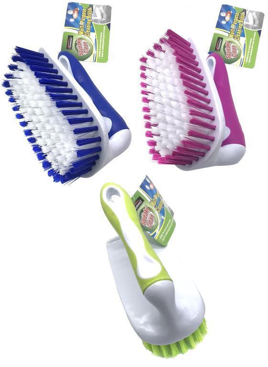 Squeaky clean Cleaning brushes 2x Cleaning Scrubbing Brush With Handle Kitchen Shower Bathroom Hand Tool