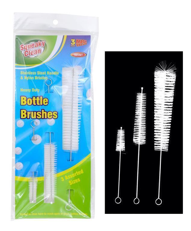 Squeaky Clean Cleaning brushes 3 Pk mini Bottle Brush Straw Cleaner Glass Cleaning Tube Set Pipe Long Handle