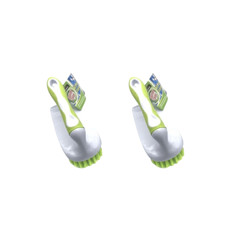 Squeaky clean Cleaning brushes Green 2x Cleaning Scrubbing Brush With Handle Kitchen Shower Bathroom Hand Tool