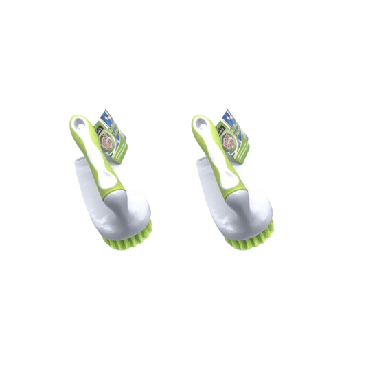 Squeaky clean Cleaning brushes Green 2x Cleaning Scrubbing Brush With Handle Kitchen Shower Bathroom Hand Tool