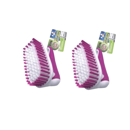 Squeaky clean Cleaning brushes Pink 2x Cleaning Scrubbing Brush With Handle Kitchen Shower Bathroom Hand Tool