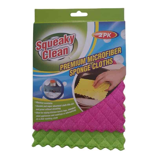 Squeaky Clean Cleaning Towel 2pcs Microfibre Kitchen Sponge Towels Dish Glass Cleaning Table Cloths Towel