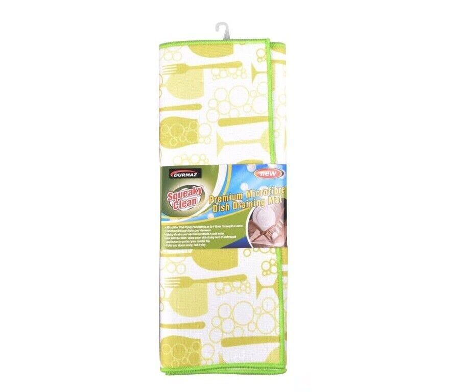 Squeaky clean Green Premium Microfibre Dish Draining Mat Kitchen Pans Washing Up Drainer Drying Pad