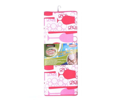 Squeaky clean Pink Premium Microfibre Dish Draining Mat Kitchen Pans Washing Up Drainer Drying Pad