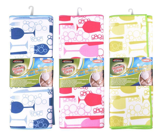 Squeaky clean Premium Microfibre Dish Draining Mat Kitchen Pans Washing Up Drainer Drying Pad
