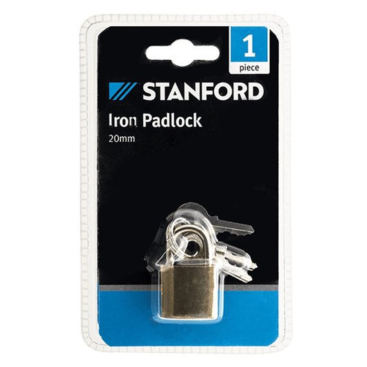 Standford Padlock 1x Iron Padlock with Brass Coating 20mm Secure Shackle Lock Luggage Travel Home