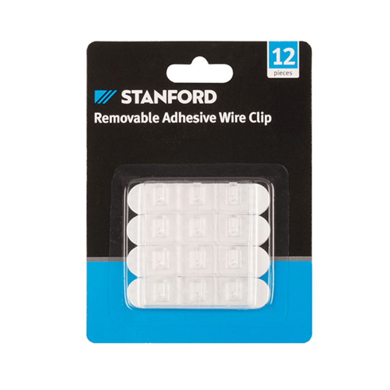 Stanford 12x Removable Adhesive Hooks Wire Clips Cable Line Cord Holder Organizer 17x15mm