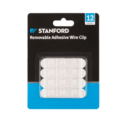 Stanford 12x Removable Adhesive Hooks Wire Clips Cable Line Cord Holder Organizer 17x15mm