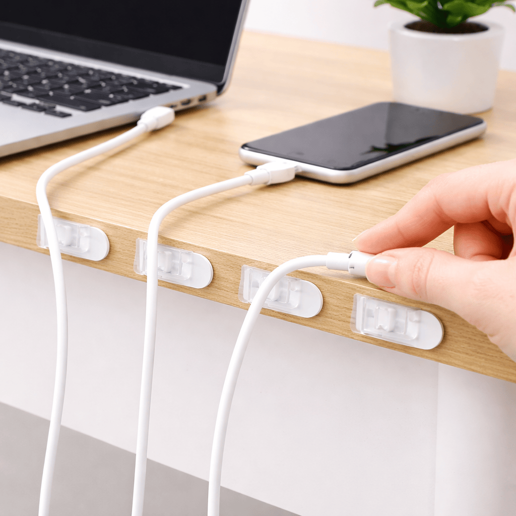 Stanford Home & Garden > DIY > Kitchen & Bathroom DIY 12x Removable Adhesive Hooks Wire Clips Cable Line Cord Holder Organizer 17x15mm