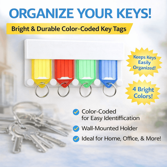 Stanford Key Tags 4X Key Tags With Holder Rack Keys Rings Hook Storage Label Wall Mount Organiser