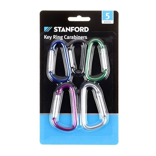 Stanford Keyring 5x Small Carabiner Snap Hook D-Ring Key Chain Clip Hiking Camping Color Assorted
