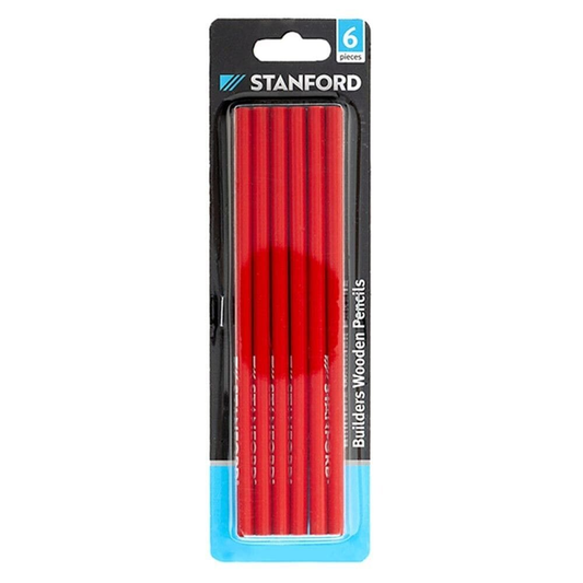 Stanford Pencil 6x Carpenter Builder Wooden Red Oval Lead Pencil Pencils 170mm Comfortable Grip
