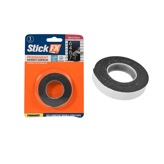 Stick FX 2M x 12mm Self Adhesive Double Sided Tape Sticky Craft Office School Home