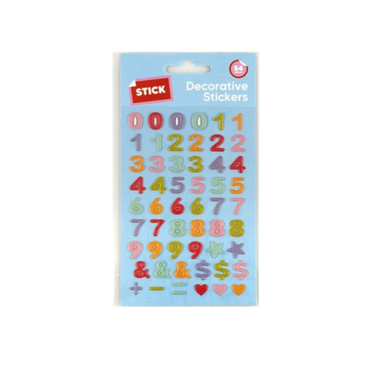Stick Stickers Choice 1 54 Numbers Colorful 3D Stickers Sheet Bullet Journal Bubble Style Hearts