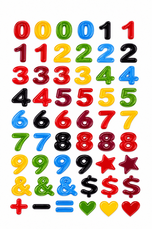 Stick Stickers Choice 1 54 Numbers Colorful 3D Stickers Sheet Bullet Journal Bubble Style Hearts