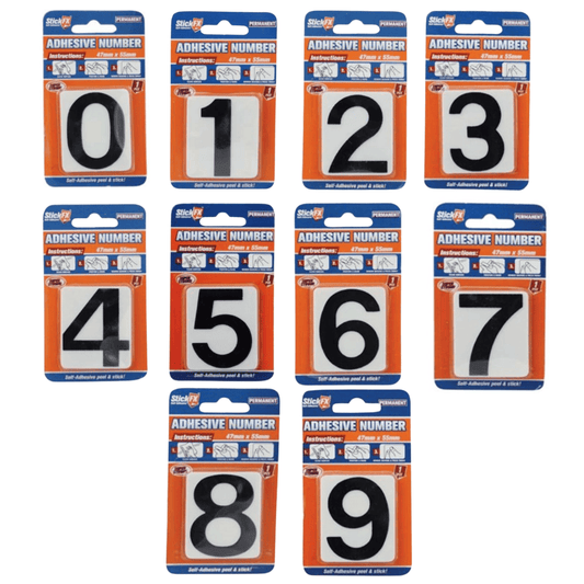 StickFX Adhesive Number Black On White Sticker House Door Address Decal Letter Box Sign