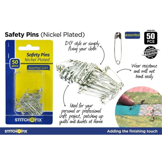 Stitch & Fix 50pcs Small Metal Safety Pins Craft Sewing Hat Knit Quilt Work Nickel Plated