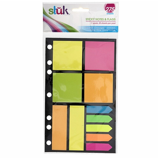 Stuk 275 Neon Sticky On Notes Pack Assorted Prints Page Markers Memo Office Sign