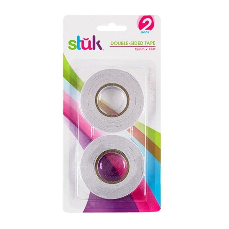 Stuk 2pk 15M x 12mm Double Sided Tape Sticky Roll Self-Adhesive Craft Office School
