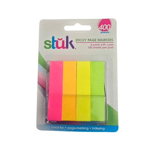 Stuk 4 Neon  Pads with Case Sticky Note Page Book Marking 14x60mm 100 Sheets Stickers