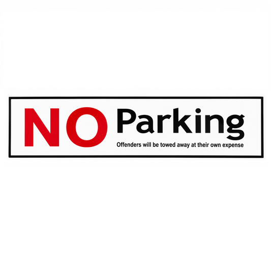 Stuk Signage White No Parking Sign Driveway Warning Notice Home Office Shop Business Sticker